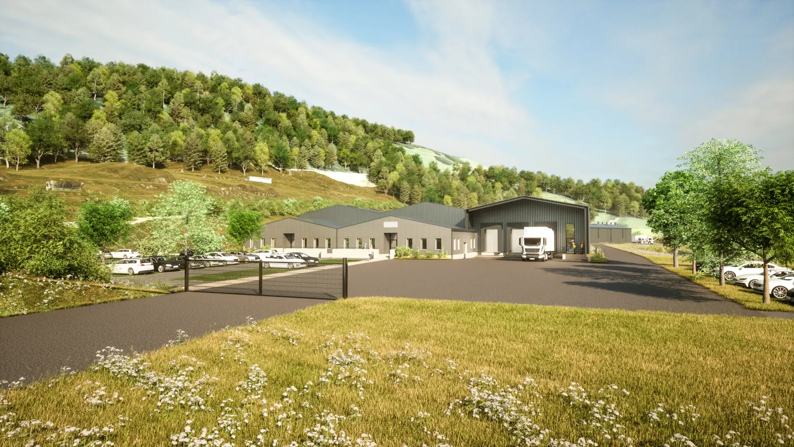 Rendu 3D twinmotion batiment industriel