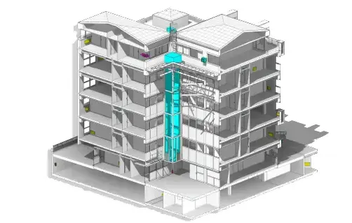 Coupe de maquette 3D, hotel du département Cantal