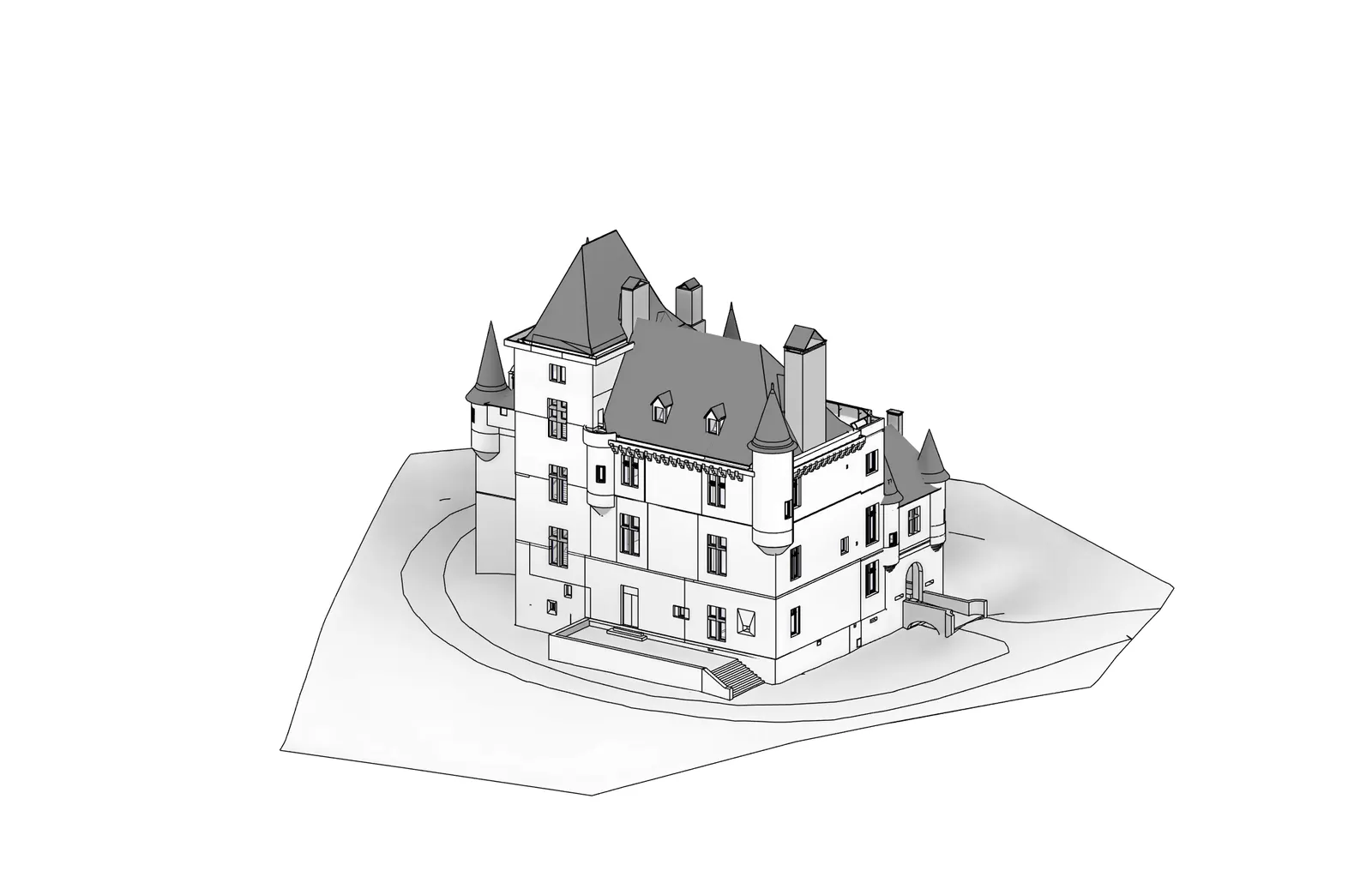 Chateau de Sédières, classé MH, en maquette 3D