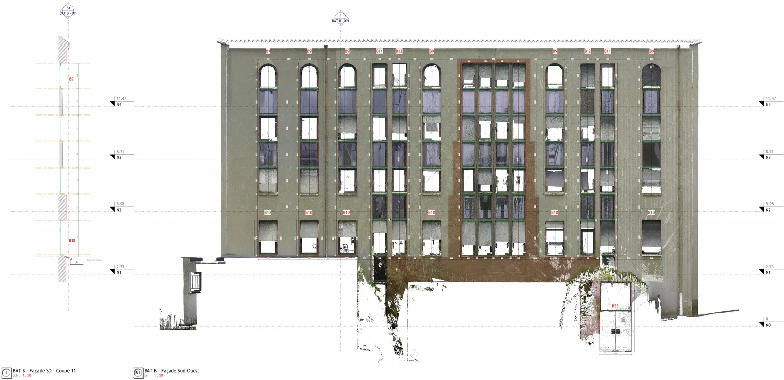 Ortho de façade avec cotations