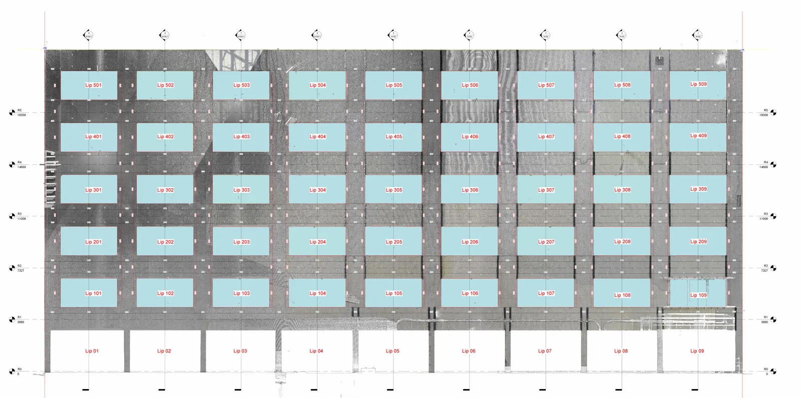 Vue de facade sous Revit avec nuage de points