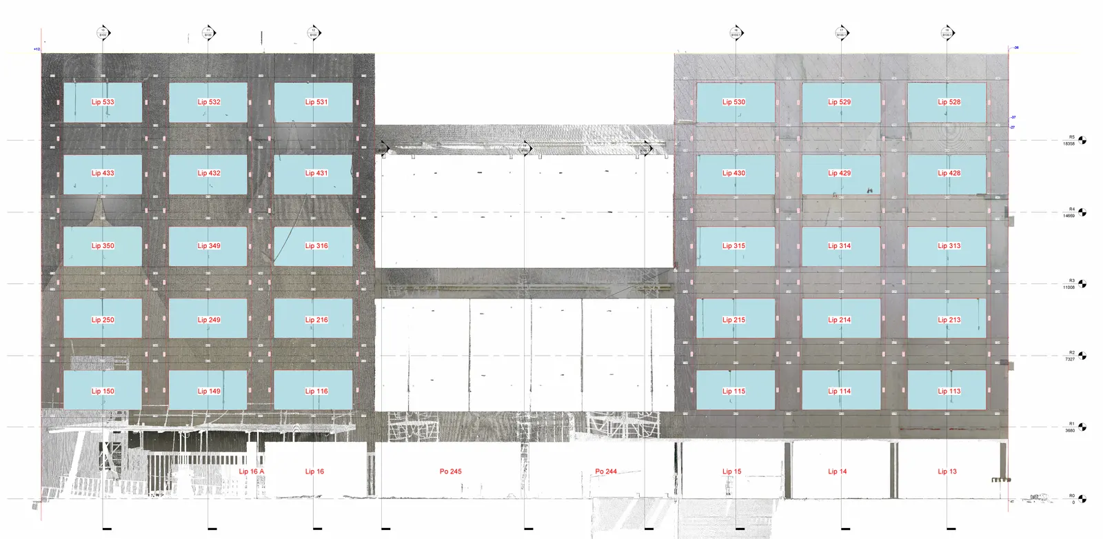 Vue de facade B sous Revit avec nuage de points